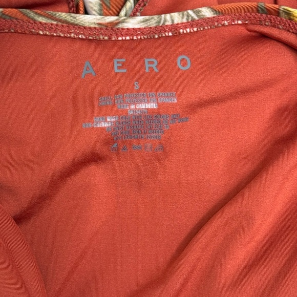 Aeropostale Tropical Floral One Piece Swimsuit Rust Yellow Side Cut Out Small - Picture 4 of 5